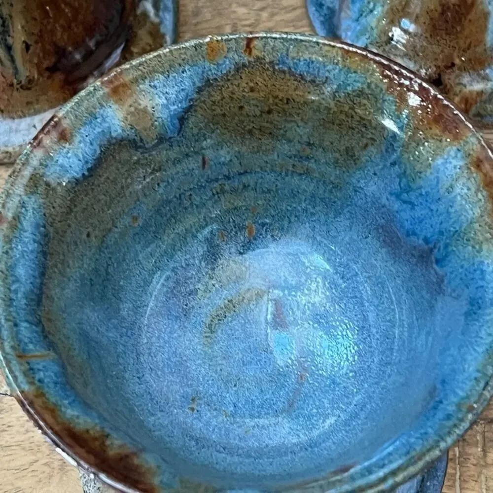 6 Houston Studio Pottery Stoneware Goblets 4.5